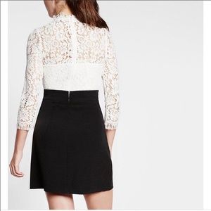 Express White Lace Colorblock Dress